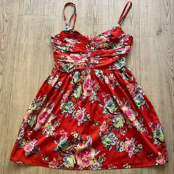 Roxy Red Floral Mini Dress - Picture 1 of 2